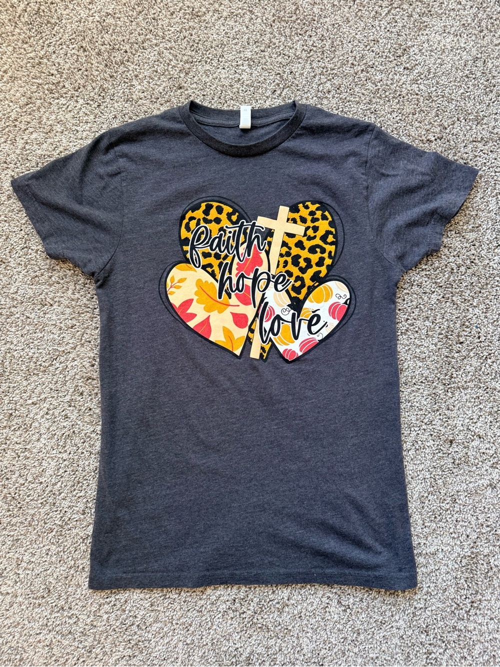 Faith Hope Love Women’s Graphic Tee - Charcoal
